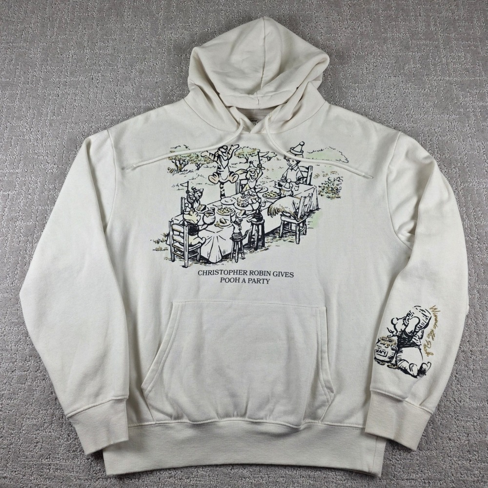 Disney Winnie the Pooh Hoodie Womens Medium Egret White Christopher Robin Party